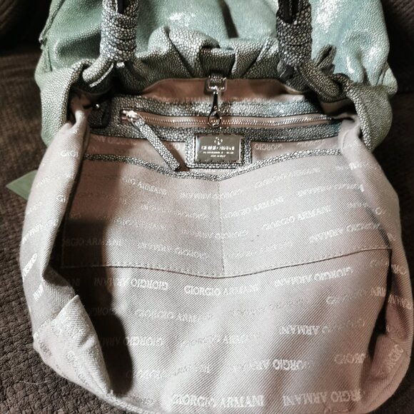 Olive/Cream/Silver Stingray Calfskin Satchel EUC #266 - Picture 9 of 15